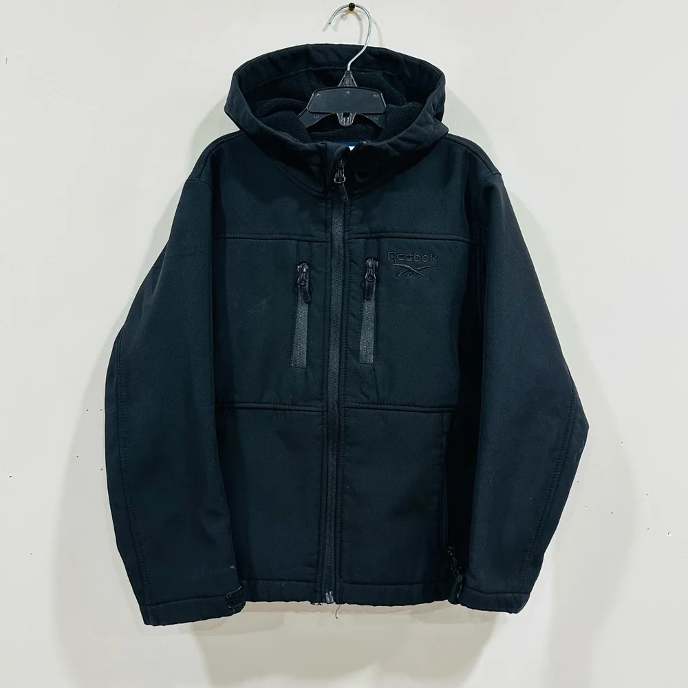 Reebok Designer‎ Black Soft Shell Kids' Unisex Hooded Jacket Size 7
